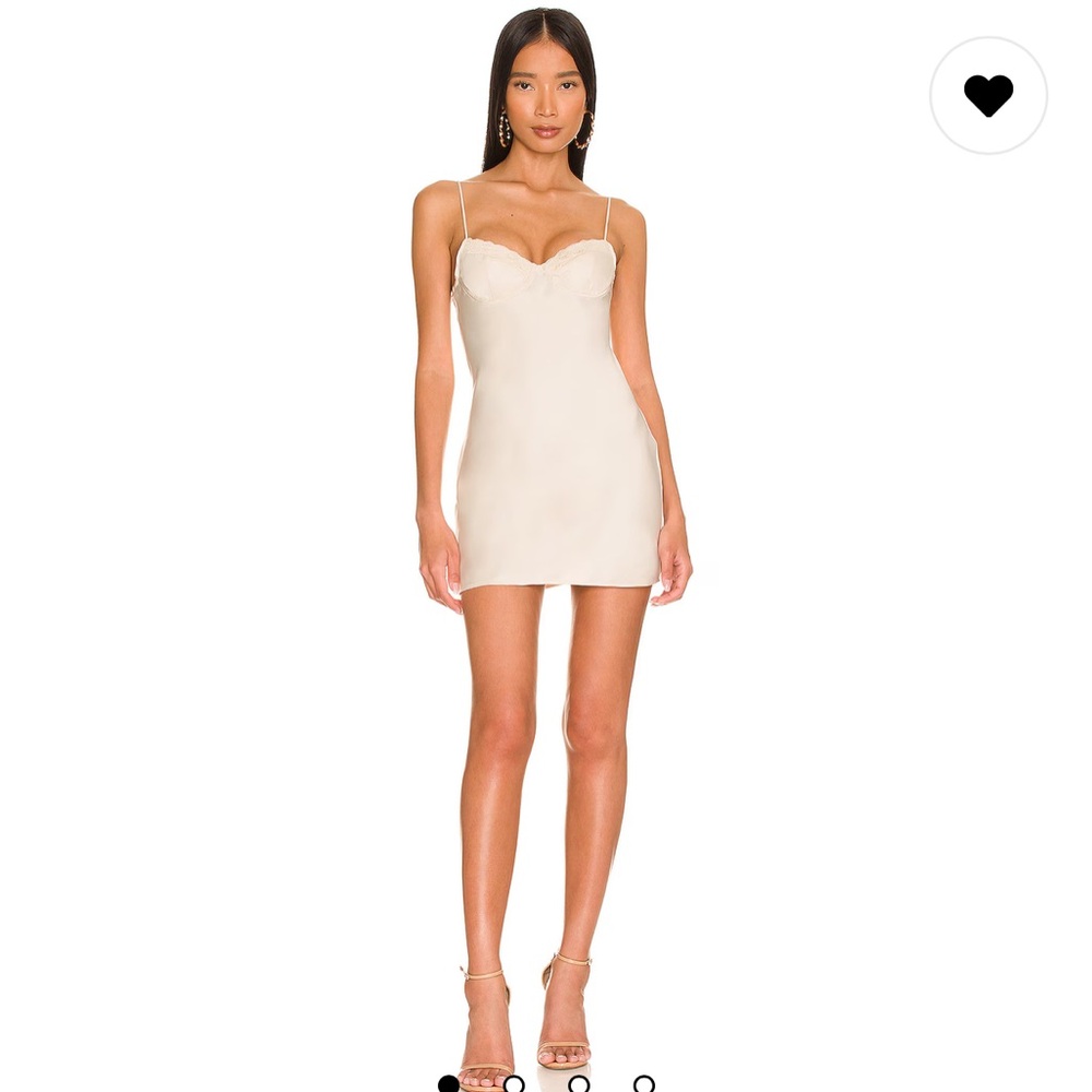 NBD Gracen Mini Dress Cream Bodycon Lace Sweetheart Neckline